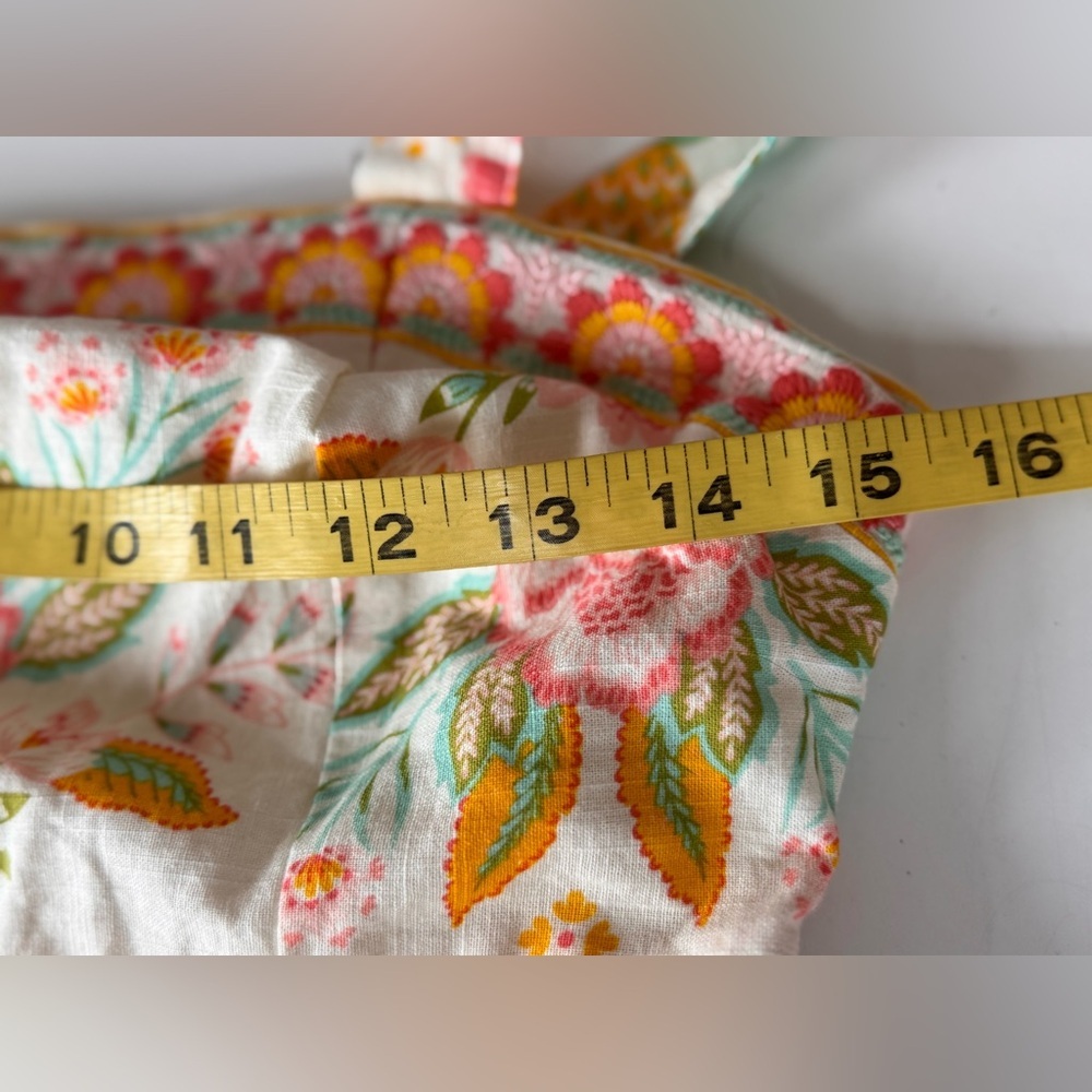 Rachel Zoe Floral Boho Tiered Ruffle Maxi Dress Pineapple Tropical Cotton Size 4 - Picture 11 of 14